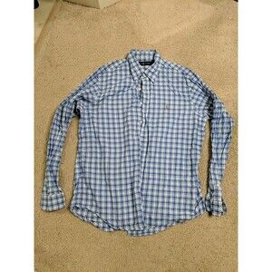 Ralph Lauren Polo Men's Button Down Long Sleeve Blue Check Oxford Shirt Large